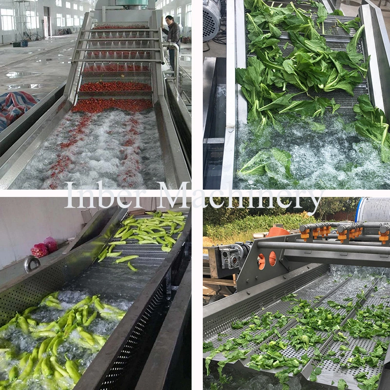 Industrial Automatic Tomato Potato Chili Carrot Leafy Vegetable and Fruit Air Bubble Washing Cleaning Machine with Ozone for Salad Processing Line